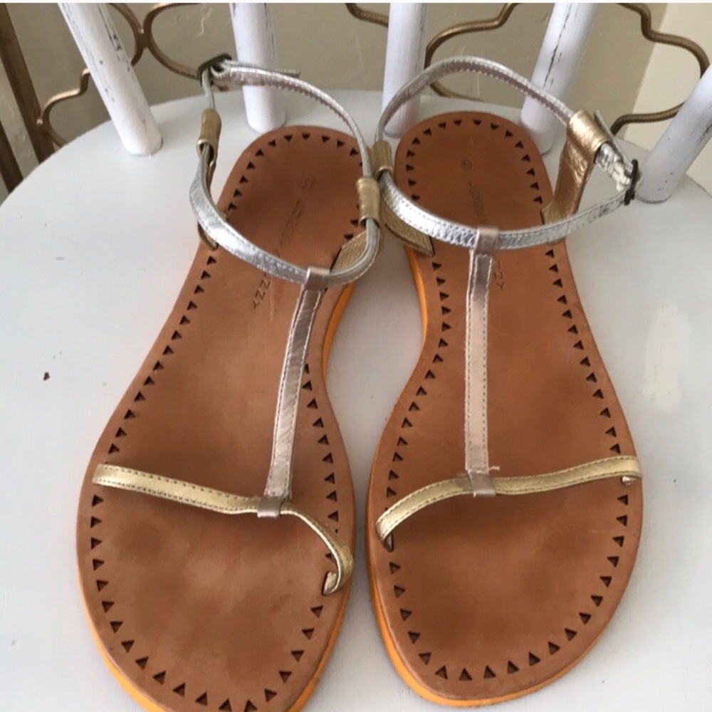 Anthropologie Silver and Gold Sandals
